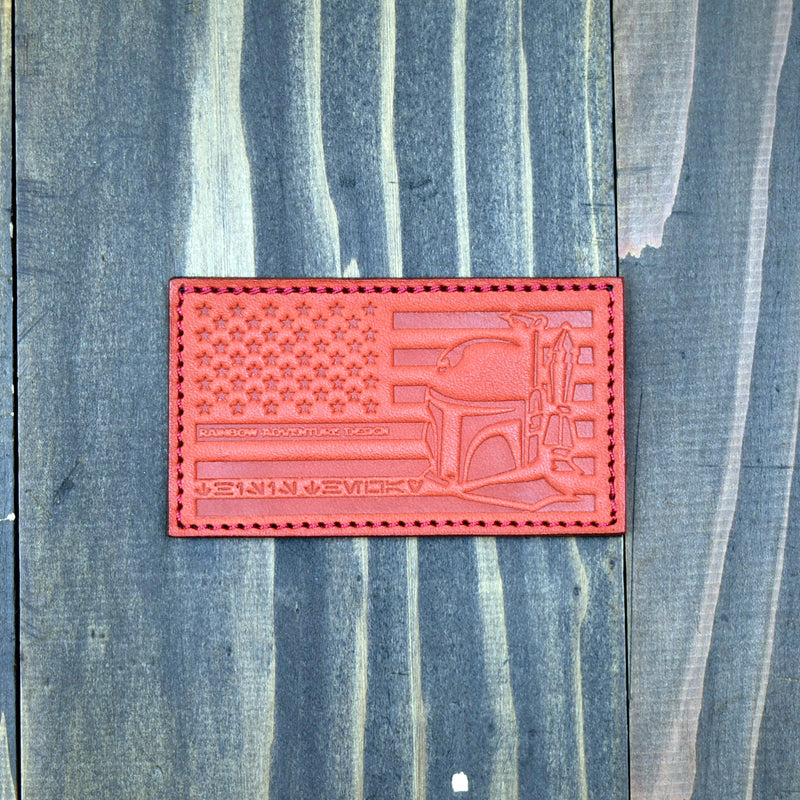 USA Flag And Boba Fett Patch Leather (Regular Size) - Rainbow Adventure Design